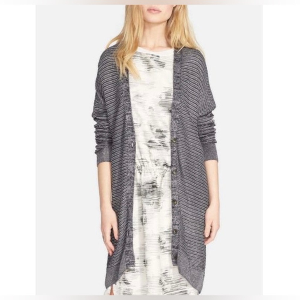 Vince Loose Knit Duster Cardigan Sweater Women Size XS Gray Oversized Cabincore